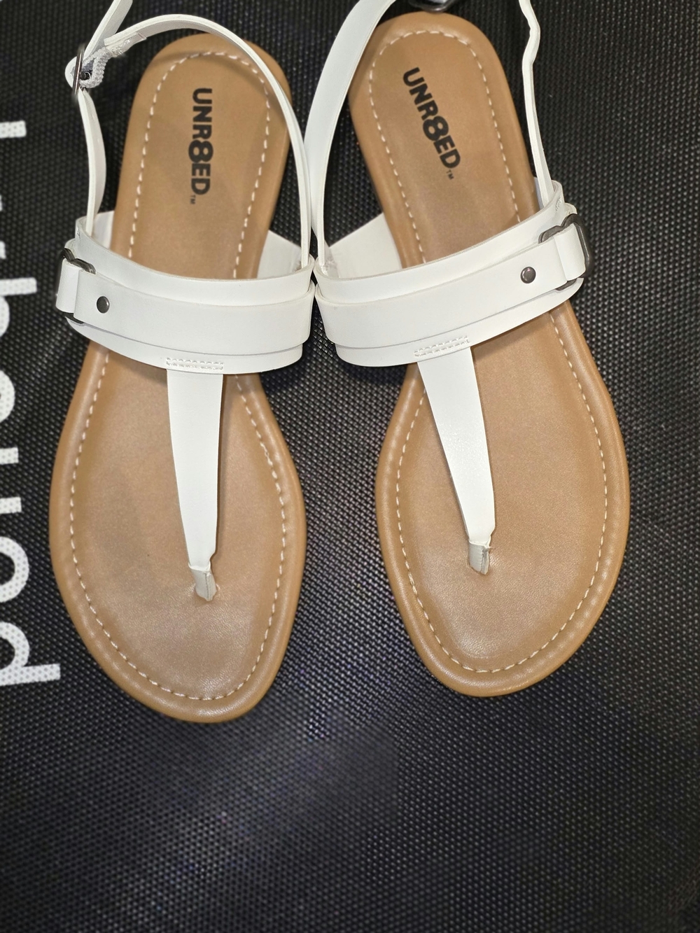 White T-Strap Women's Sandals
